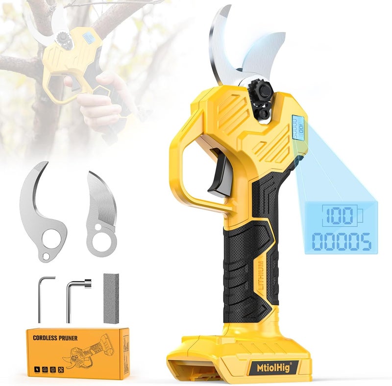 MtiolHig Cordless Electric Pruning Shears: 1.5-2 Inch Portable Pruning Shears Compatible with DeWalt 20V Battery (No Battery) - Garden Pruners Tool with LCD Display & SK7 Blades - Image 1